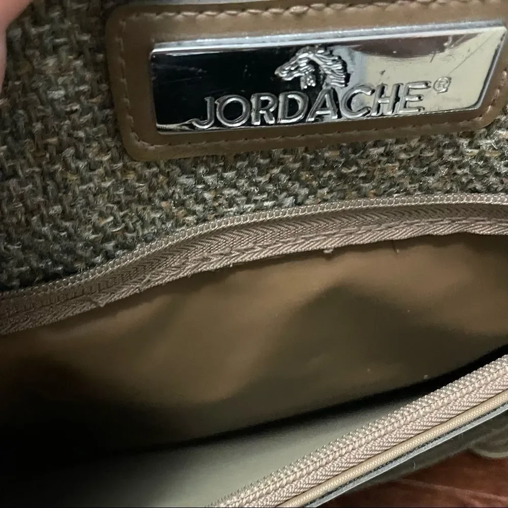 Vintage Jordache Tweed Beige Tan Weekend Carry On Overnight Bag
